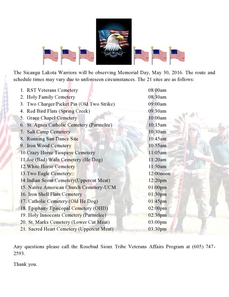 The Sicangu Lakota Warriors will be observing Memorial Day-page0001